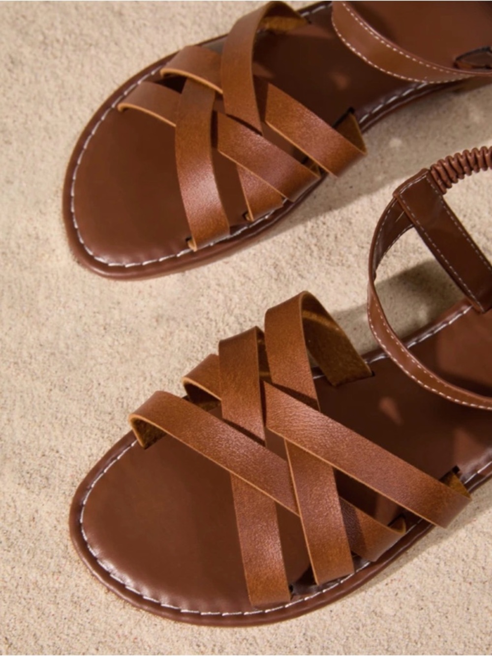 SHEIN Brown Strappy Flat Sandals